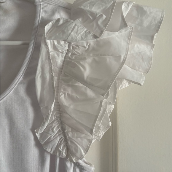 White Ruffled Sleeve Top - Picture 2 of 4